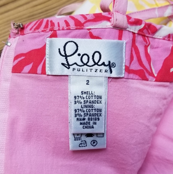 Lilly Pulitzer pink/yellow pleated bow dress 2 - Picture 7 of 10